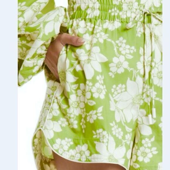 Alemais Australia’s Design Leisa Green White Floral Organic Cotton Shorts Size 2 - Picture 1 of 13